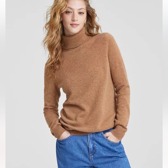 Charter Club Luxury Cashmere Salmon Turtleneck Sweater - Picture 4 of 8